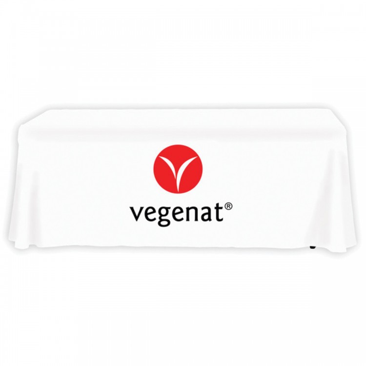 White Table Throw 2 Color Logo Print 6 ft. or 8ft. ( 3-sided or 4-sided option)